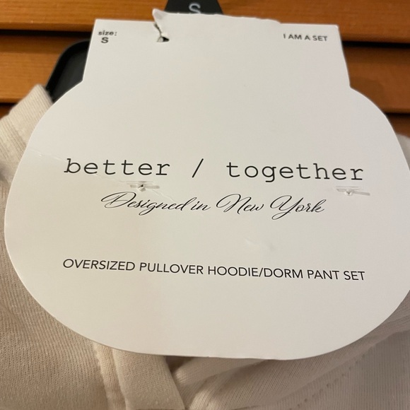 Better/Together Oversized Pullover Hoodie/Dorm Pant Set, Size S, Beige, Paris 98 - Picture 4 of 11